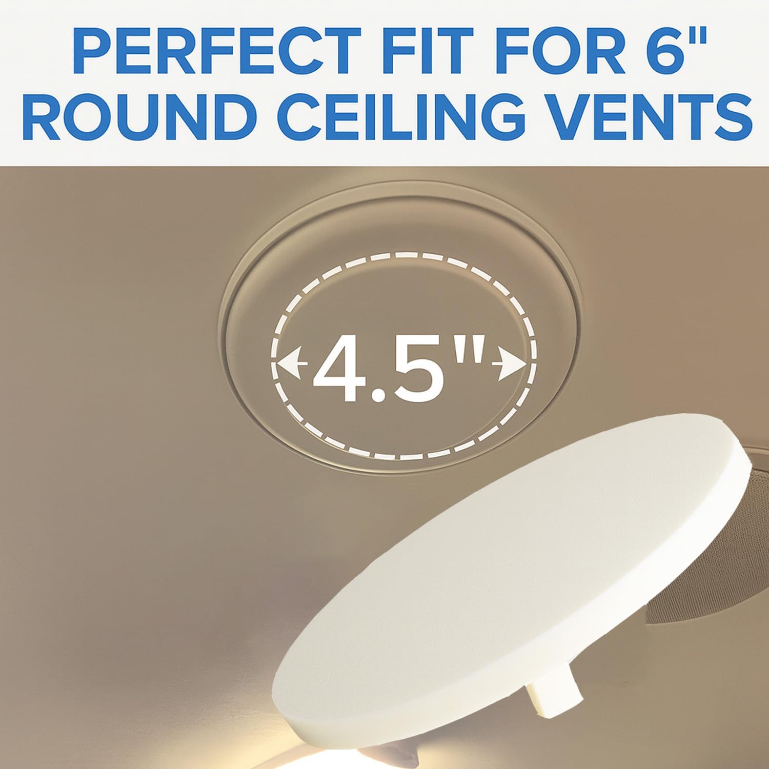 Upgraded 2 Pack RV Ceiling Vent Covers – 4.5" Snap-On AC Vent Blocker Plates for 6" Camper Ceiling Air Conditioner Vents – Easy Install with Instructions – Airflow & Draft Control