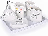 Vista 1 de Juego de accesorios de baño blancos, decoración moderna de baño de encimera, juego de accesorios de baño de lujo de 6 piezas, completo