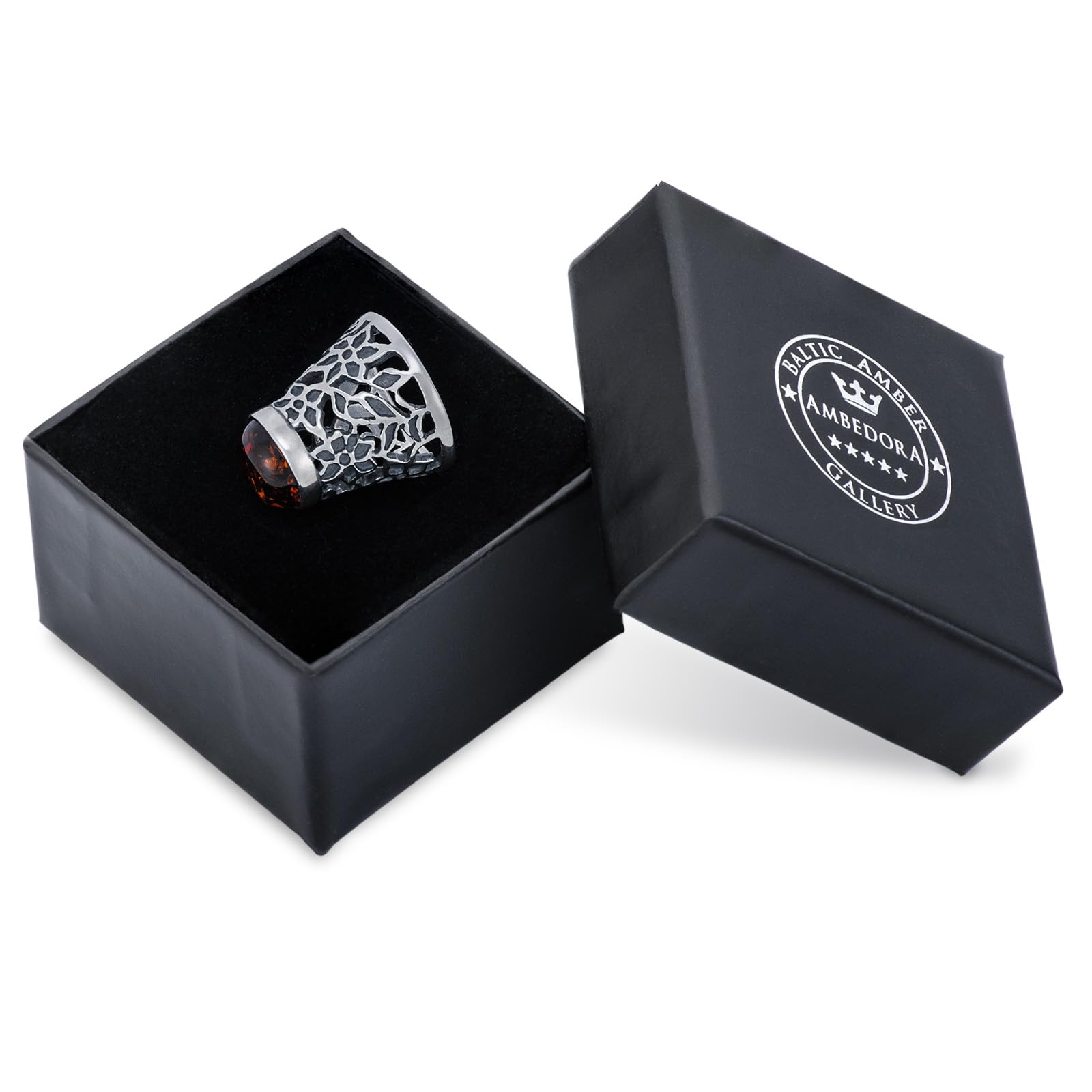 Dedal de plata con ámbar, plata de ley oxidada, coleccionable, recuerdo decorativo, regalo para coleccionistas