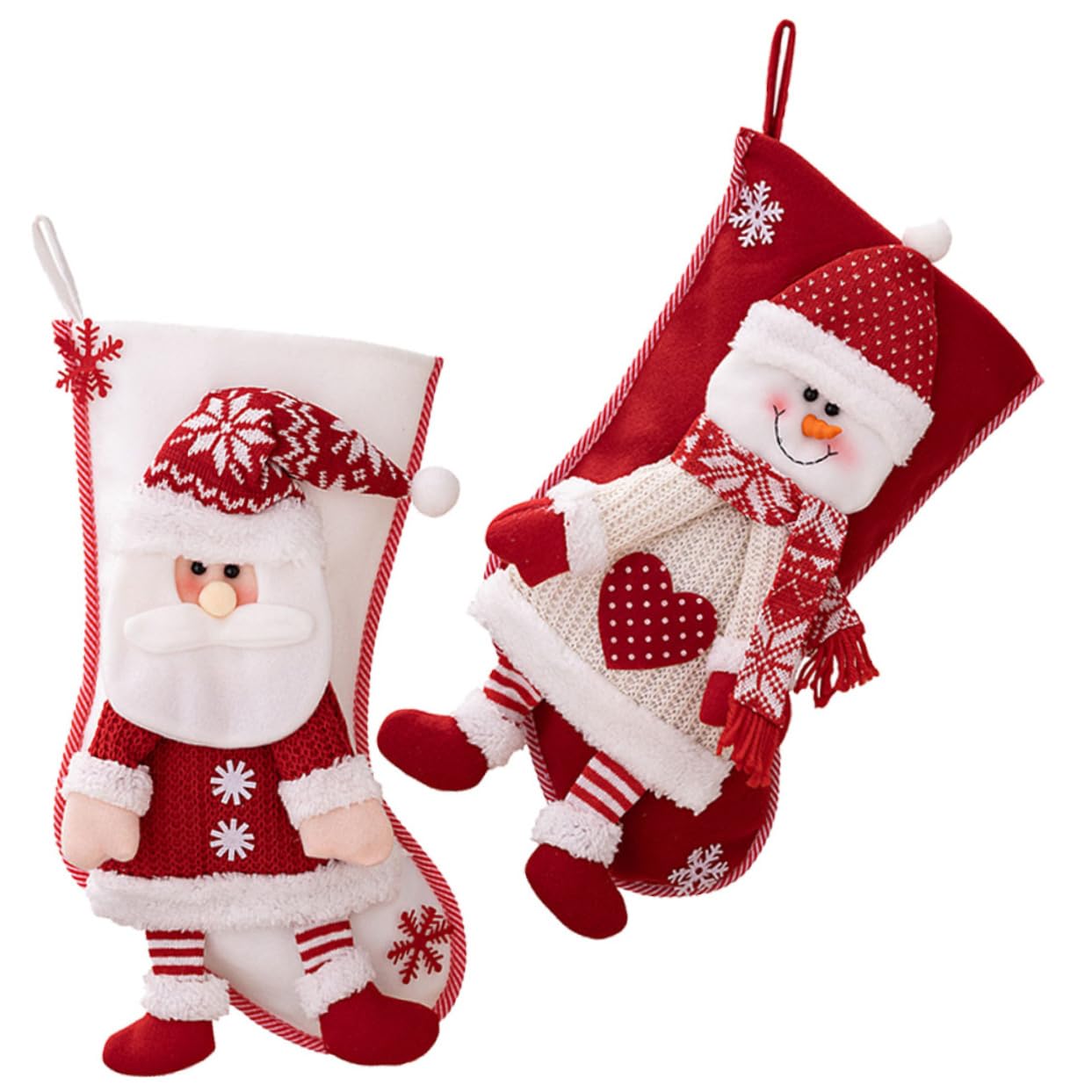 Chaussettes de Noël rouges en tissu tricoté pour décoration et rangement de bonbons