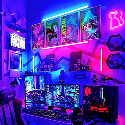 Hk Studio Hologram Gaming Room Decor Posters Decal - Vivid Color Game Room Decor For Boys Room, Dorm - Gamer Room Decor - Frame Not Included - 10" X 15" Pack 4 #TOP3