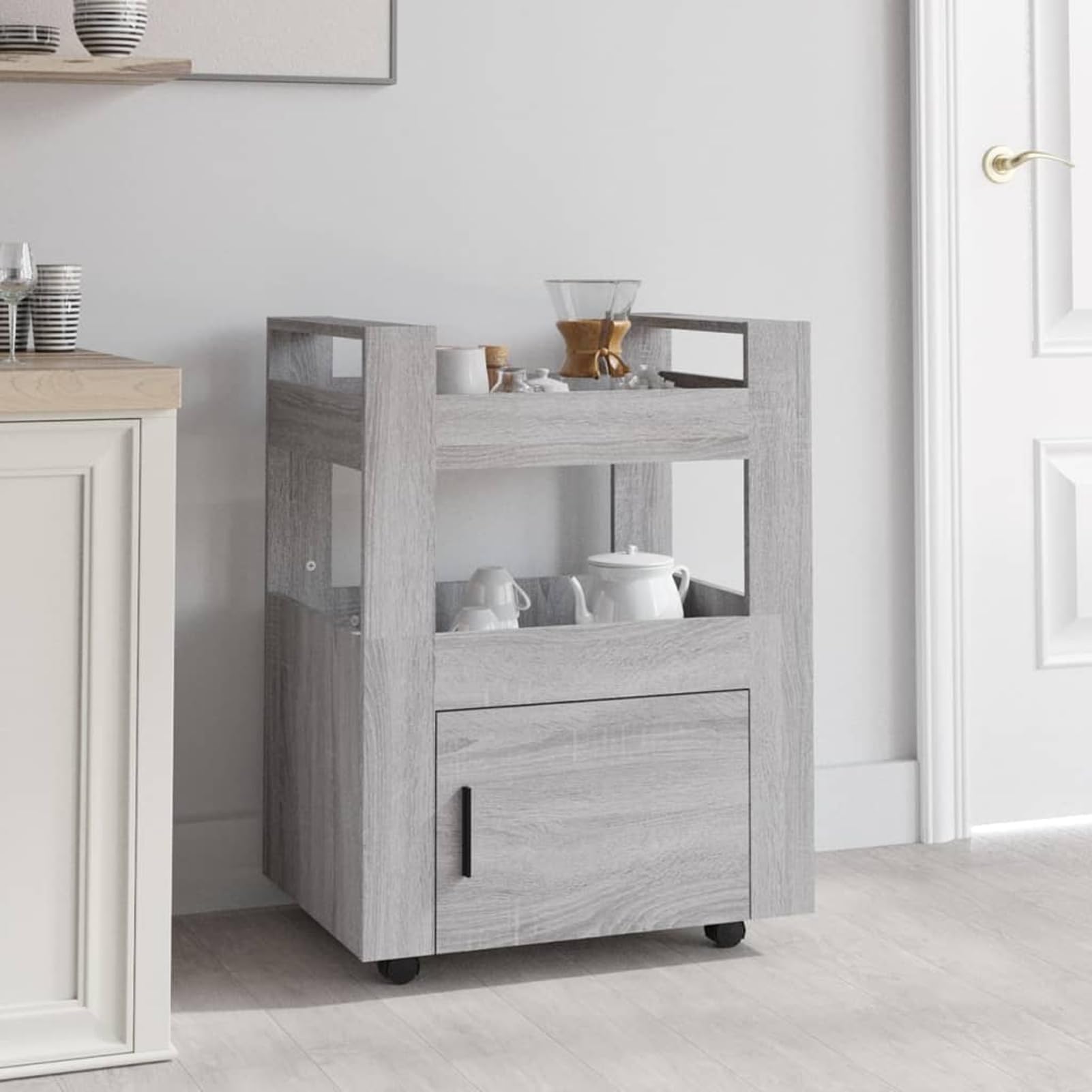 Küchenwagen Holzwerkstoff Grau Sonoma 60x45x80 cm - Praktisch für Küchenorganisation 816830
