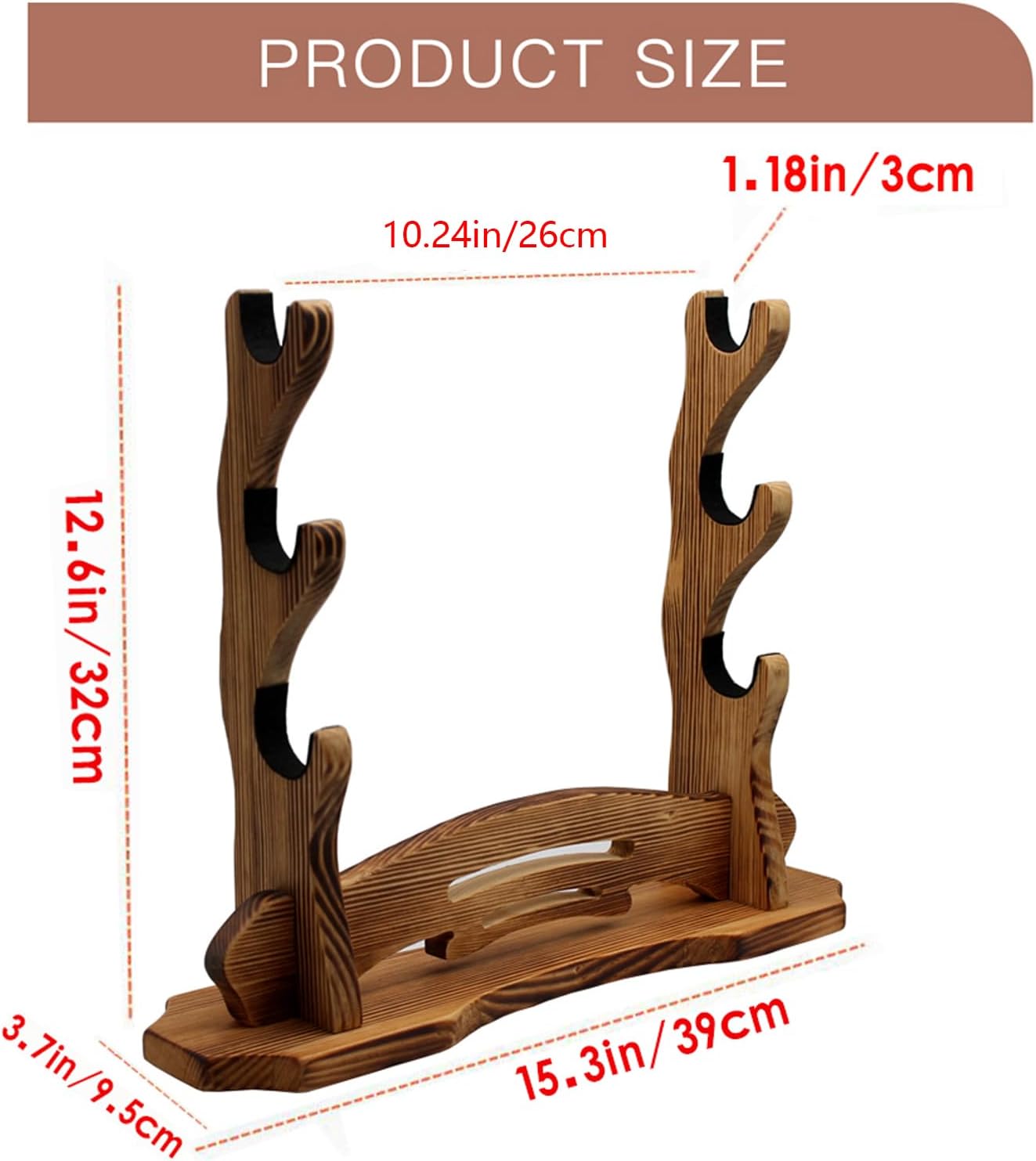 BiJun Sword Stand, Sword Holder, Katana Stand, Lightsaber Stand Samurai Sword Stand Rack Display Wall Mounted Hook for Katana Wakizashi Tanto Support All Swords (3 Tiers)