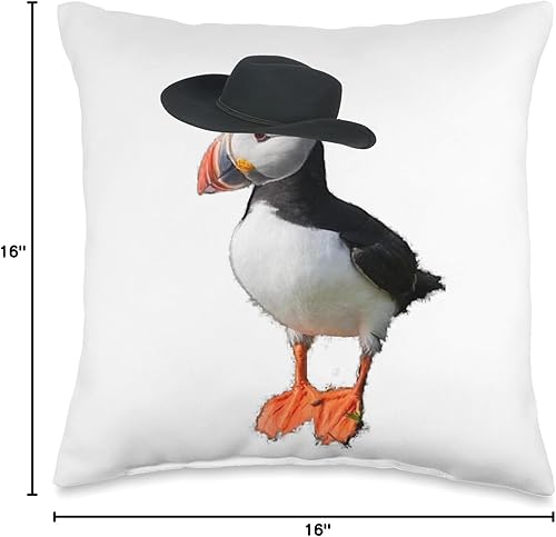 Miniatura 4 de Papageitaucher T-Shirt Cowboy Hut Vogel Geschenk Camiseta de frailecillo con sombrero de vaquero, idea de regalo, almohada de 16 x 16 pulgadas,