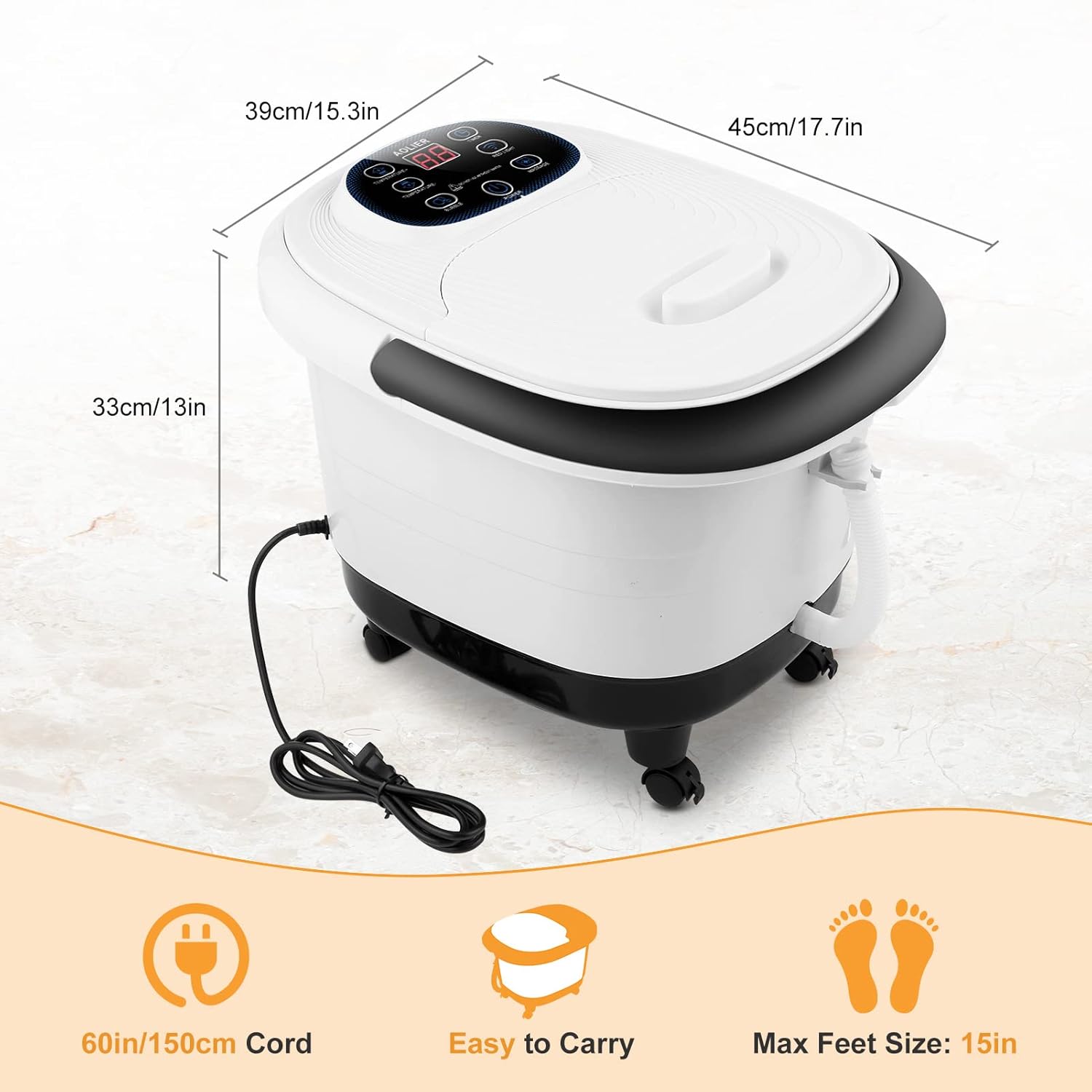 Foot Spa Bath Massager with Heat, Bubbles Jets, Pedicure Foot Soak Tub, 8 Automatic Maize Roller, Timer&Temp Remote Control, Red Infrared Light, Medicine Box, 21 Motorized Shiatsu Massage for Relief : Beauty & Personal Care