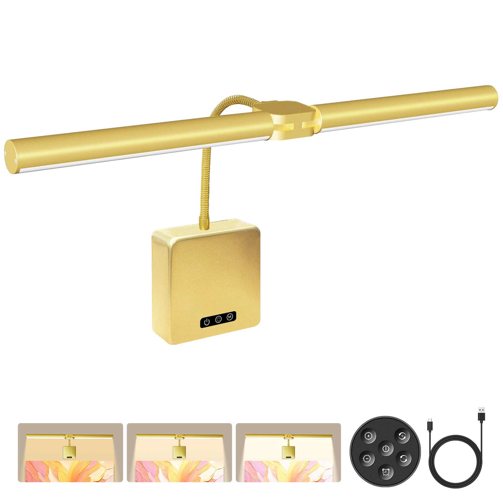 cotaros Picture Lights for Wall, 26in Metal Picture Light Art Lighting for Paintings Wireless Dimmable Recharging Lights for Pictures on Wall, with