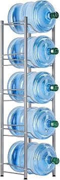 MOOACE 5 Gallon Water Bottle Holder، 3 Tier Water Jug Rack، Water Jug Holder Rack for 5 Gal Water Bottle، Heavy Duty Detachable 5 Gallon Water Jug Stand for 5 Bottles، Silver