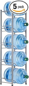 MOOACE 5-Tier Water Jug Rack, 5 Gallon Detachable Water Bottle Holder for Kitchen, Office, Home, Silver