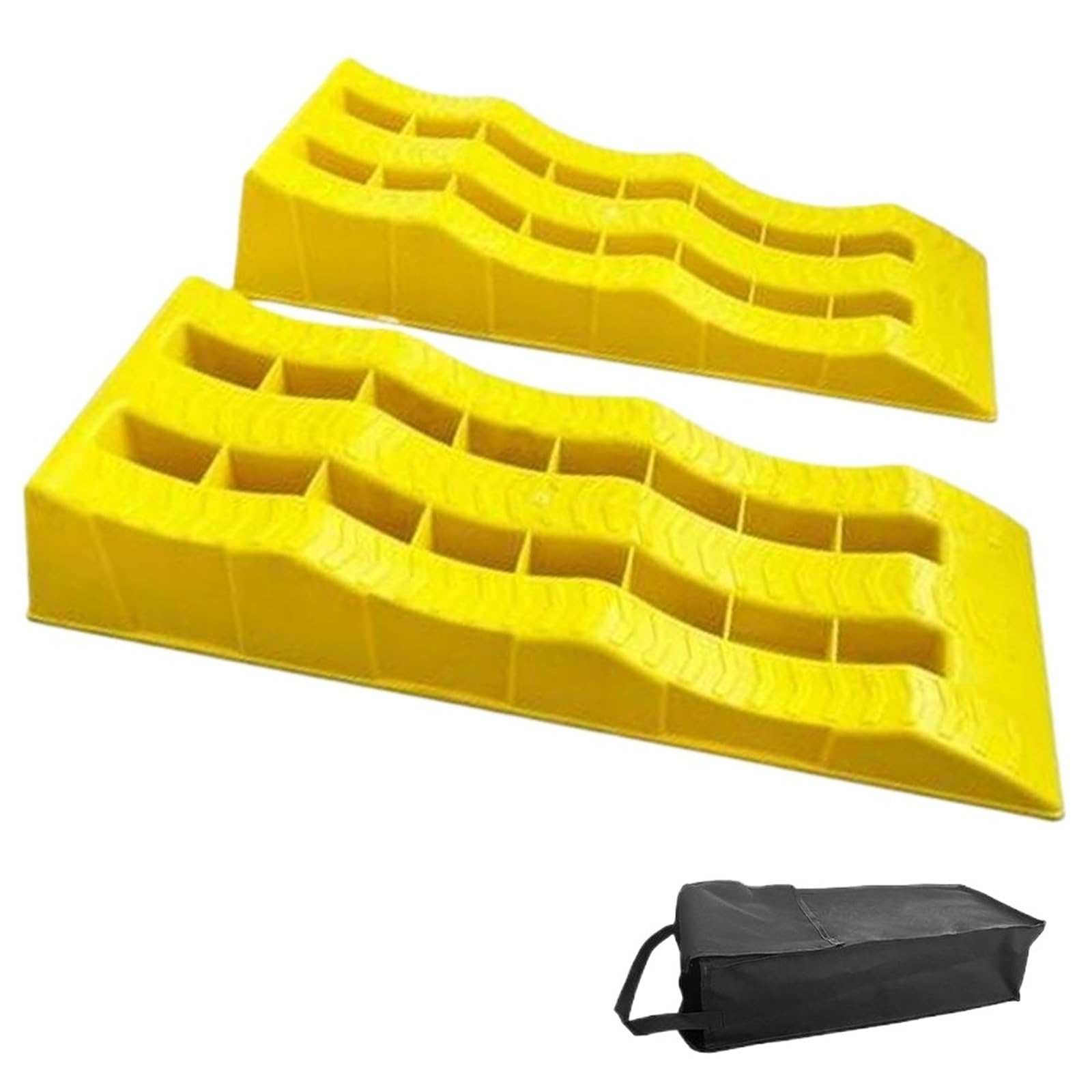 Auffahrkeile für Wohnmobil 2 stücke Anti-Slip 3-Schritt Anhänger Leveler Camper Nivellierung Blöcke Reise Rad(Yellow)