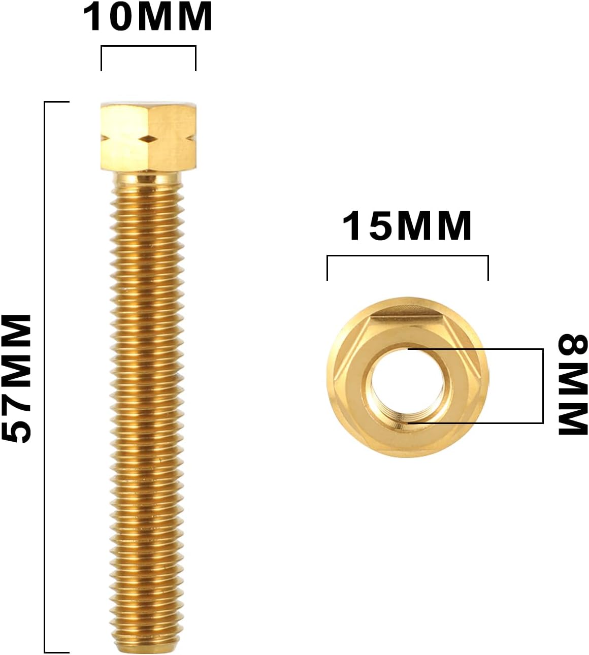 Funparts Titanium Alloy Chain Adjuster Bolt M8 Rear Axle Bolts Universal for KLX KX CRF CR YZ TTR DRZ WR RM RMZ Motorcycle Dirt Bike Chain Tensioner Bolt Quenching