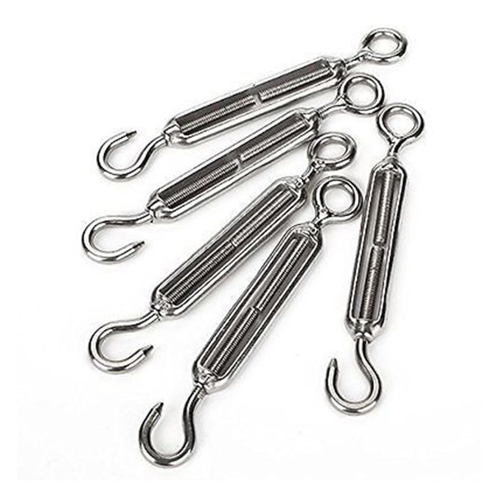 Tenditori in Acciaio Inox, 5 Pezzi Gancio for Cavo Metallico; Tenditore a Occhiello in Acciaio Inossidabile 304
