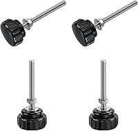 Vista 97 de Uxcell 4 juegos de perillas estriadas con tornillos de pulgar y tuercas, rosca macho métrica M6 x 35 mm, cabeza de plástico de 25 mm, perillas