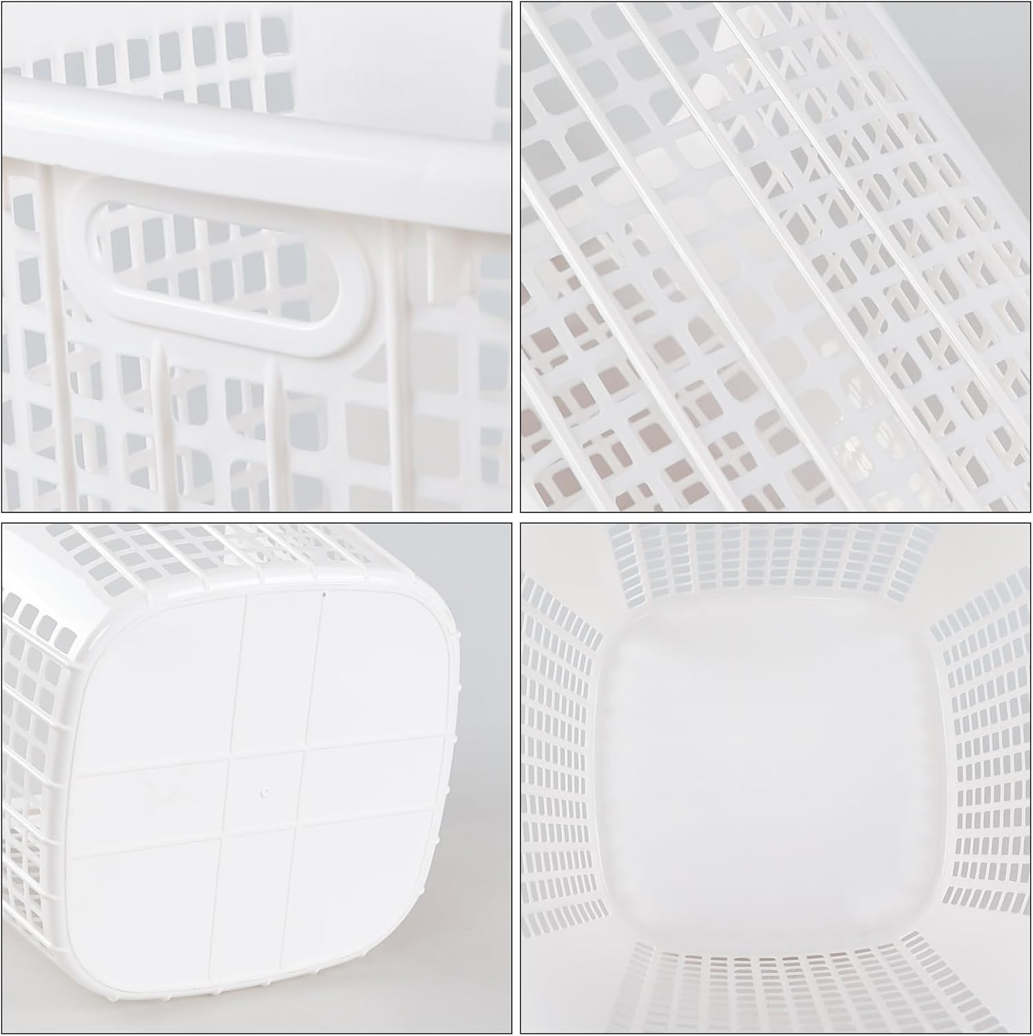 Plastic Large Laundry Hamper, Portable Laundry Basket for Home, Bathroom, College (6-Pack, White)