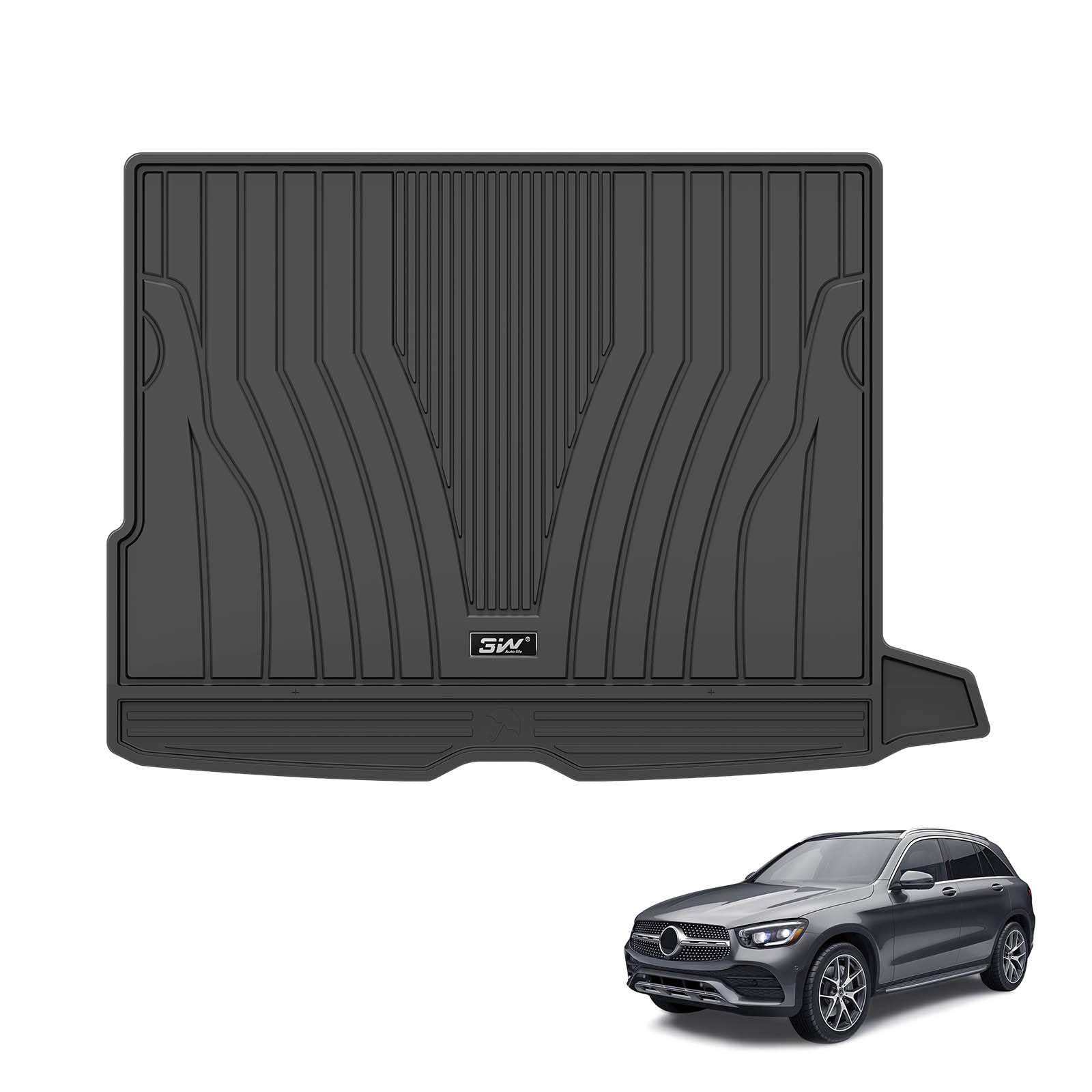3W Boot Mat for Mercedes Benz GLC X253 2016-2022, TPE All-Weather Tailored Boot Protection Complete Set Mercedes Benz GLC X253 Car Boot Accessories, Water-Repellent and Easy Care