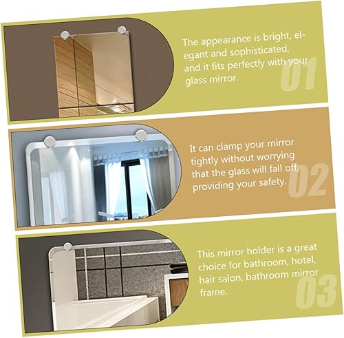 Miniatura 9 de Uonlytech 4 unids Espejo Hebilla Espejo sin marco Soporte de vidrio Espejo de vidrio Clips de espejo de vidrio sin marco Soporte de estante de