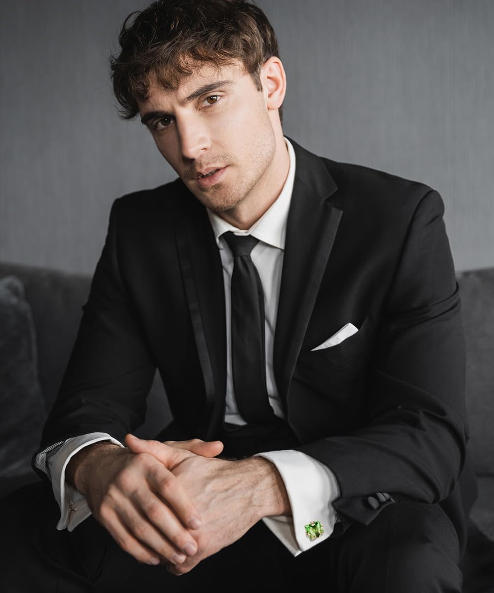 Princess Cut Color Stone Cuff Links