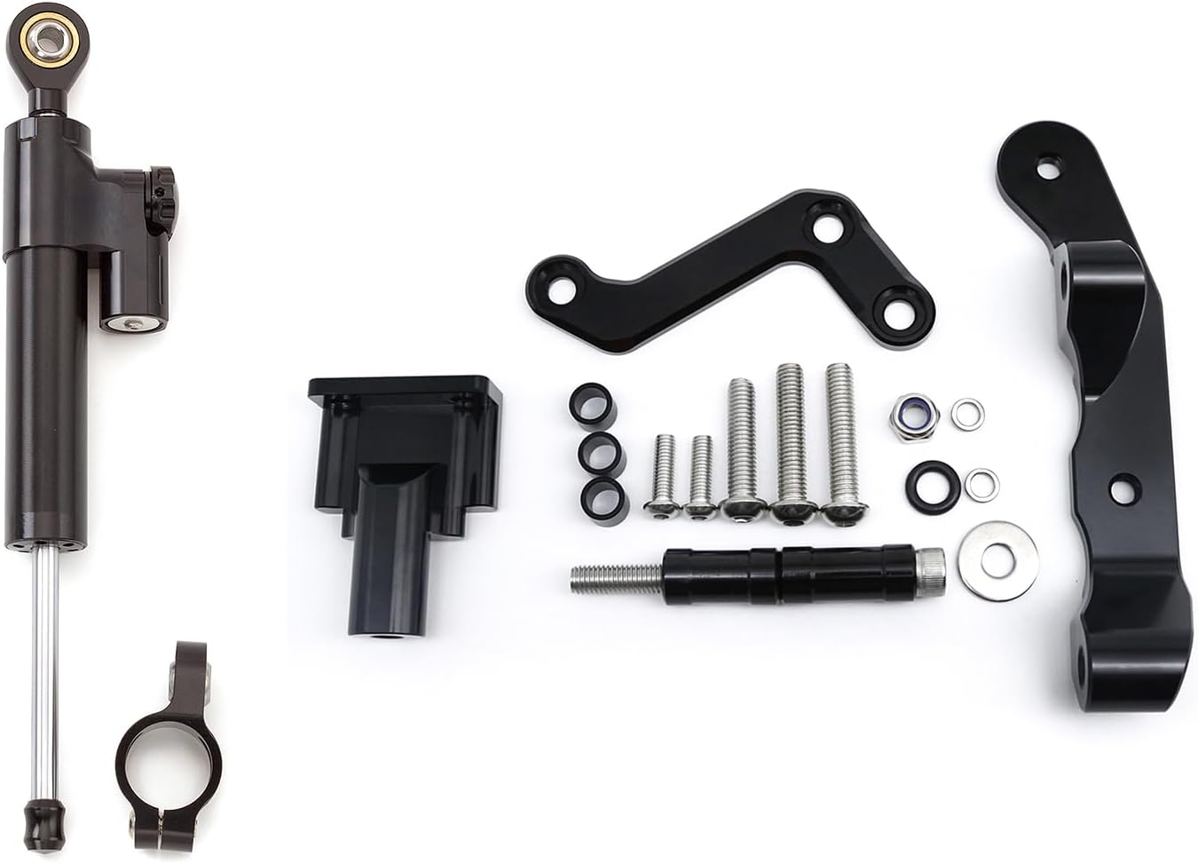 PROCNC Motorcycle CNC Aluminum Steering Damper Stabilizer Mounting Bracket Kit Fit for Yamah.a MT-03 2020 2021 2022 2023 (Black+Black)
