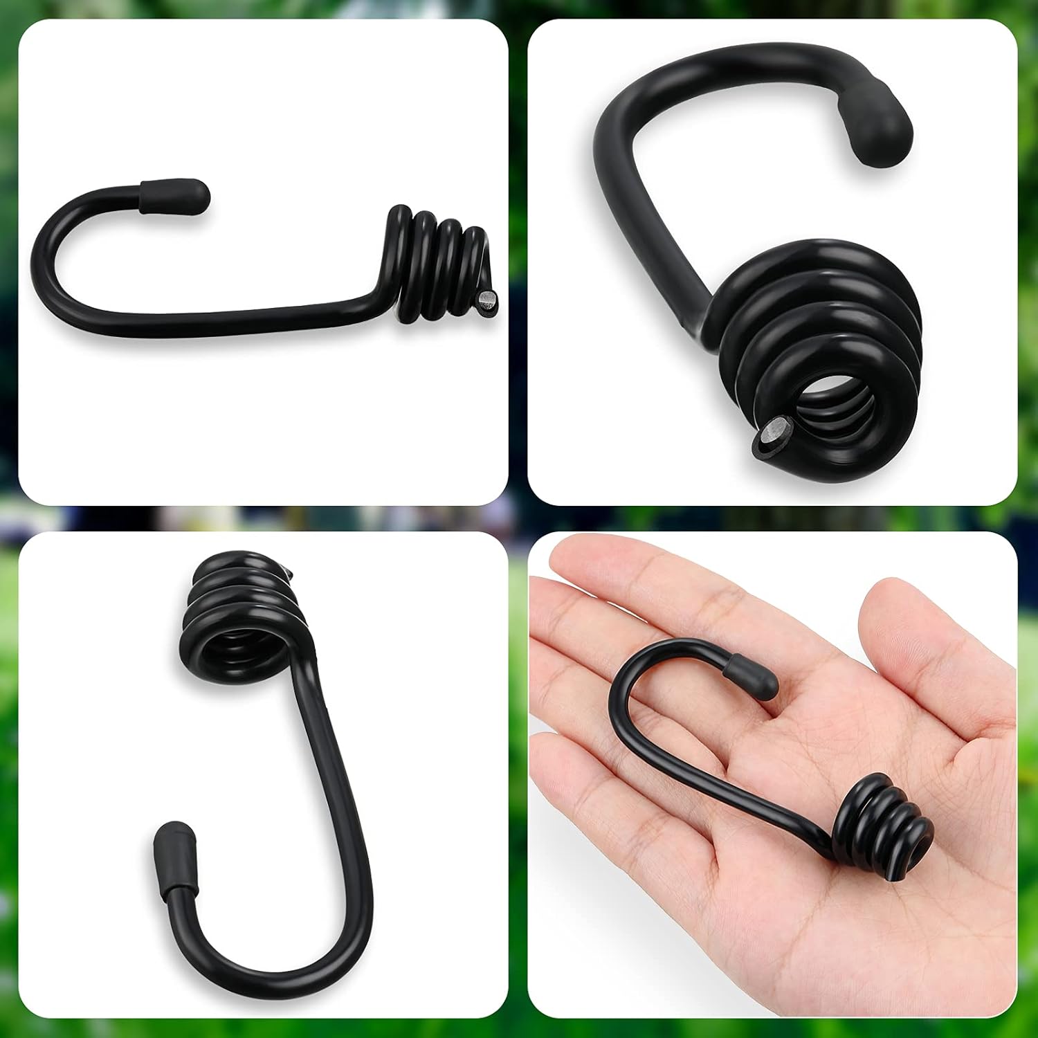 Ferraycle 20 Pieces 1/4 Inch Plastic Coated Bungee Cord Hooks Spiral Shock Cord Hook Wire Bungee Hooks End for Elastic Rope, Boating, Camping, Auto and Outdoor Uses