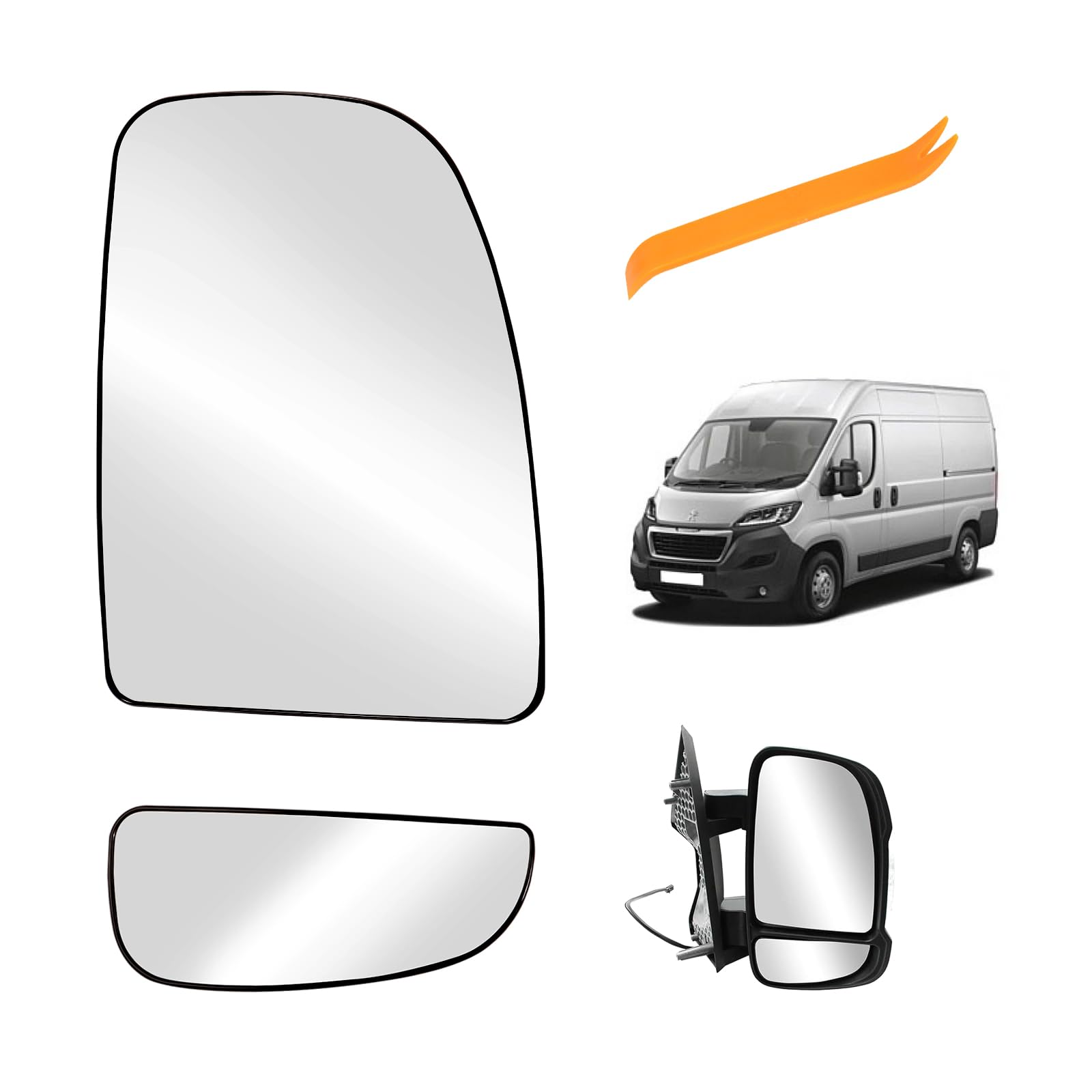 Vetro a Specchio Sostituzione per Ducato Jumper Boxer Movano C 2006-2023, Riscaldabile Vetro Specchietto di Ricambio ABS Specchietto Retrovisore (Destro)
