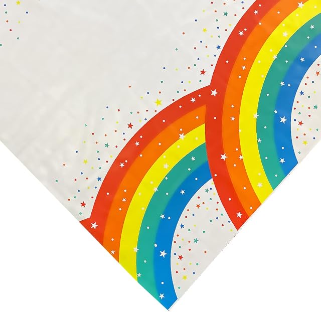 Kissymix Rainbow Table Cover - Pack of 1-180cm Recyclable Paper Tablecloths for Parties, Events and Birthdays