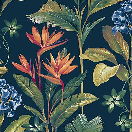 Oliana Papier Peint Floral Bleu Marine Belgravia 8487