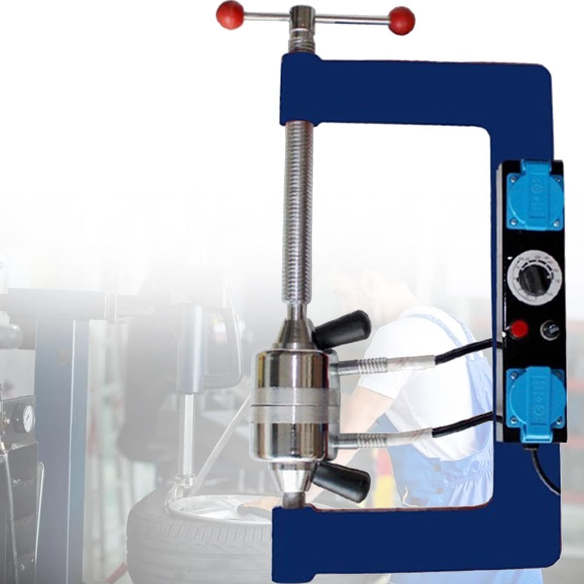 Tire Auto Repair Machine Kit,Vulcanizing Machine Garage Equipment Vulcanizer Set with 8 Moulds,Garage Equipment DIY Tire Spreader Repair Tool Kit,Blue