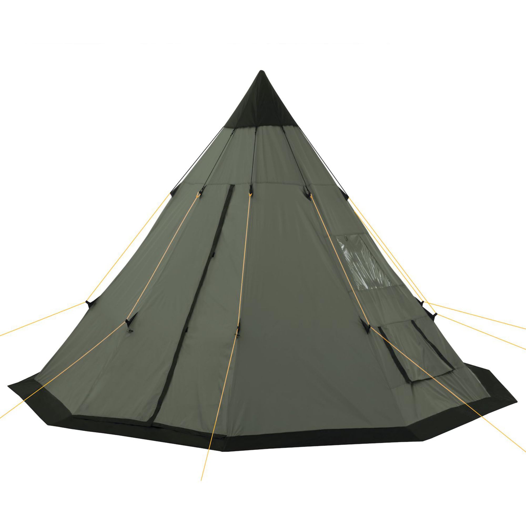 CampFeuer Teepee Spirit Tent for 4 People, Indian Tent for Camping, Hiking, 3000 mm Water Column Ridge Tent Pyramid Tent Round Tent Group Tent Camping Tent Family Tent Grey