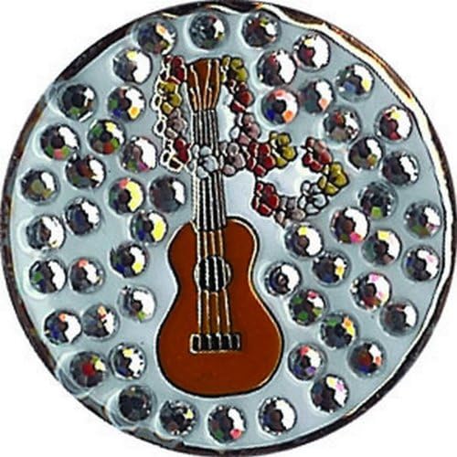 Metal Golf Ball Marker Ukelele w/Lei Crystal Single Marker Only