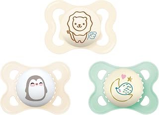 MAM Variety Pack Baby Pacifiers 0-6 Months: 3 Orthodontic Types, Glow-in-Dark, Sensitive Skin Friendly, 94% Acceptance