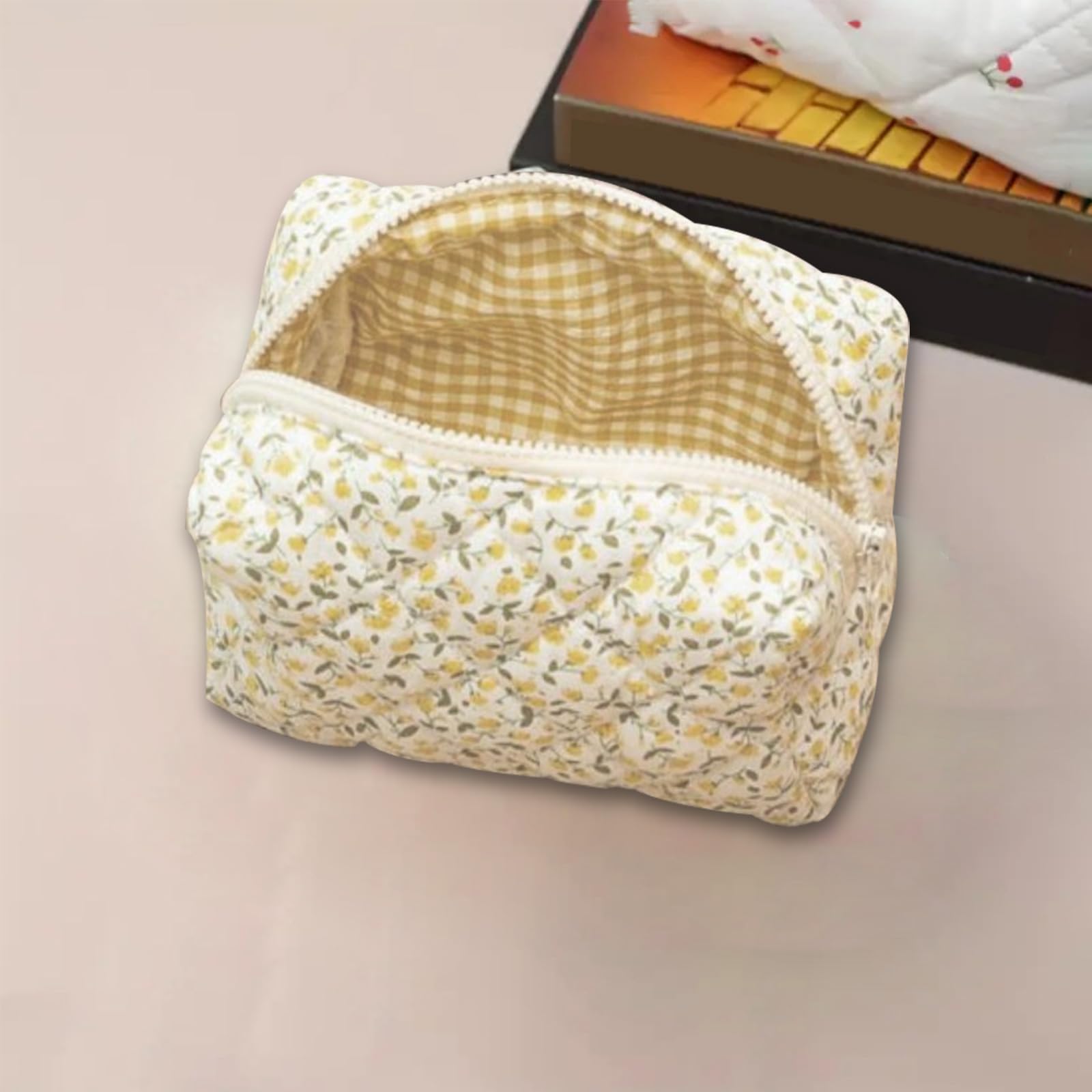 Pochette per cosmetici, adatta per donne e ragazze,, giallo.