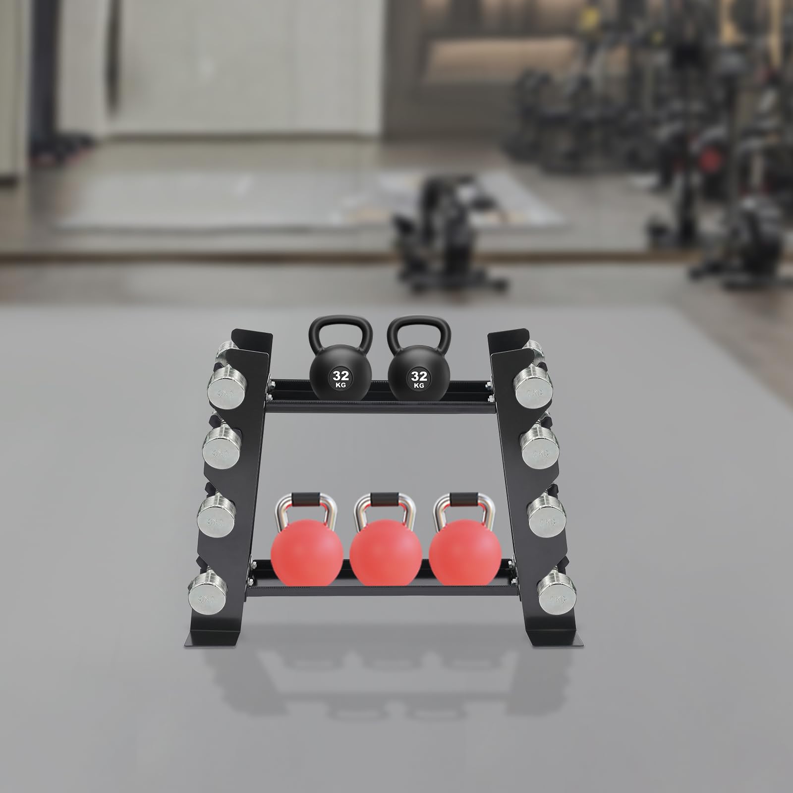 Supporto multifunzione per manubri fino a 150 kg, supporto per manubri con 8 inserti laterali, stabile per manubri e bilancieri, ideale per palestra, casa