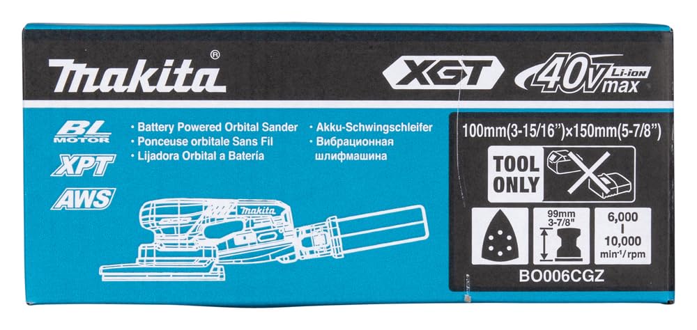 Makita BO006CGZ - Levigatrice a delta a batteria 40 V max. / 100 x 150 mm (senza caricatore e batterie)