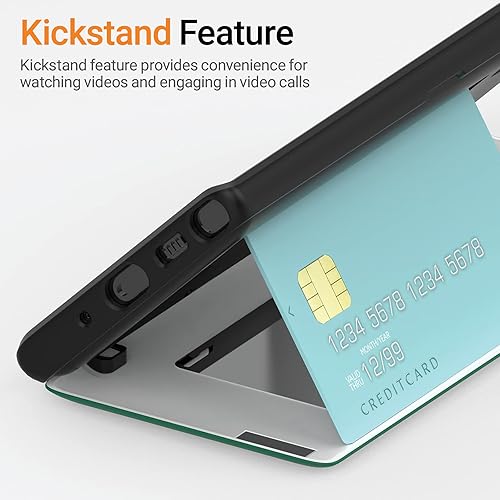 Miniatura 5 de JUST4YOU Funda tipo cartera para Galaxy Note 10 con tarjetero Cierre magnético automático Cubierta de parachoques de espejo oculto (verde)