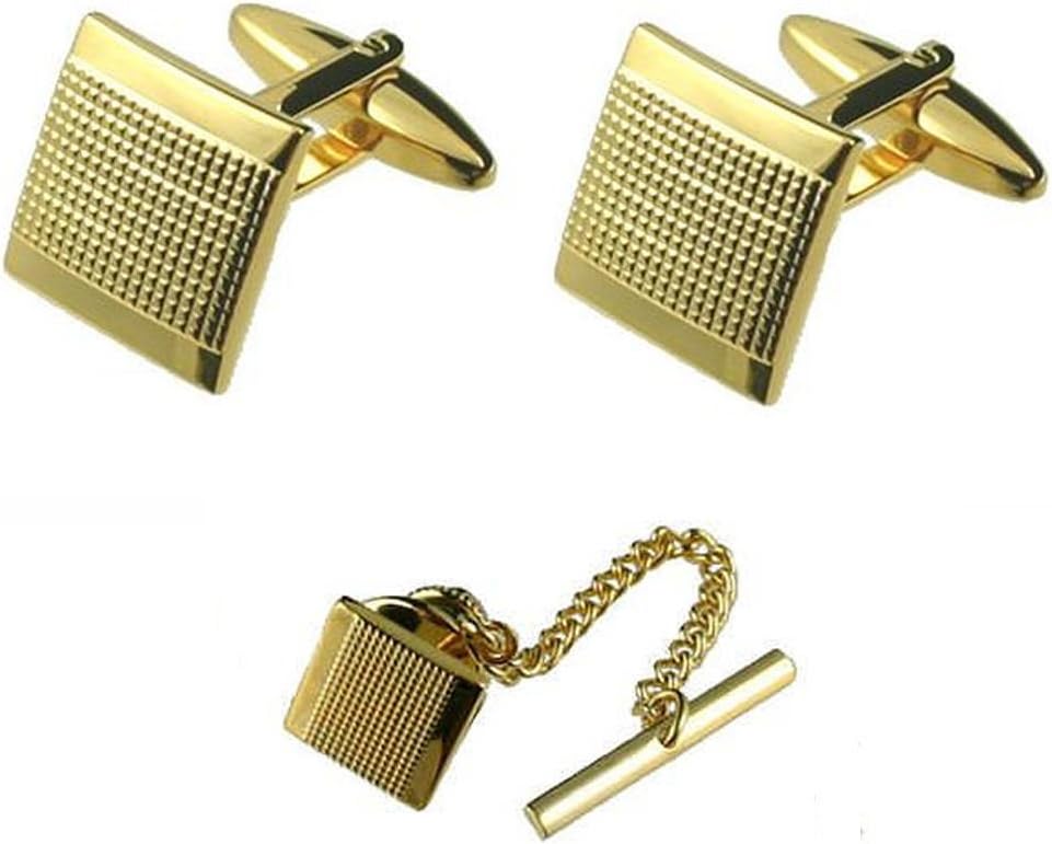 Tie Tac~Matching Gift Set Boxed Tie Tack Pin Gold-Tone Square