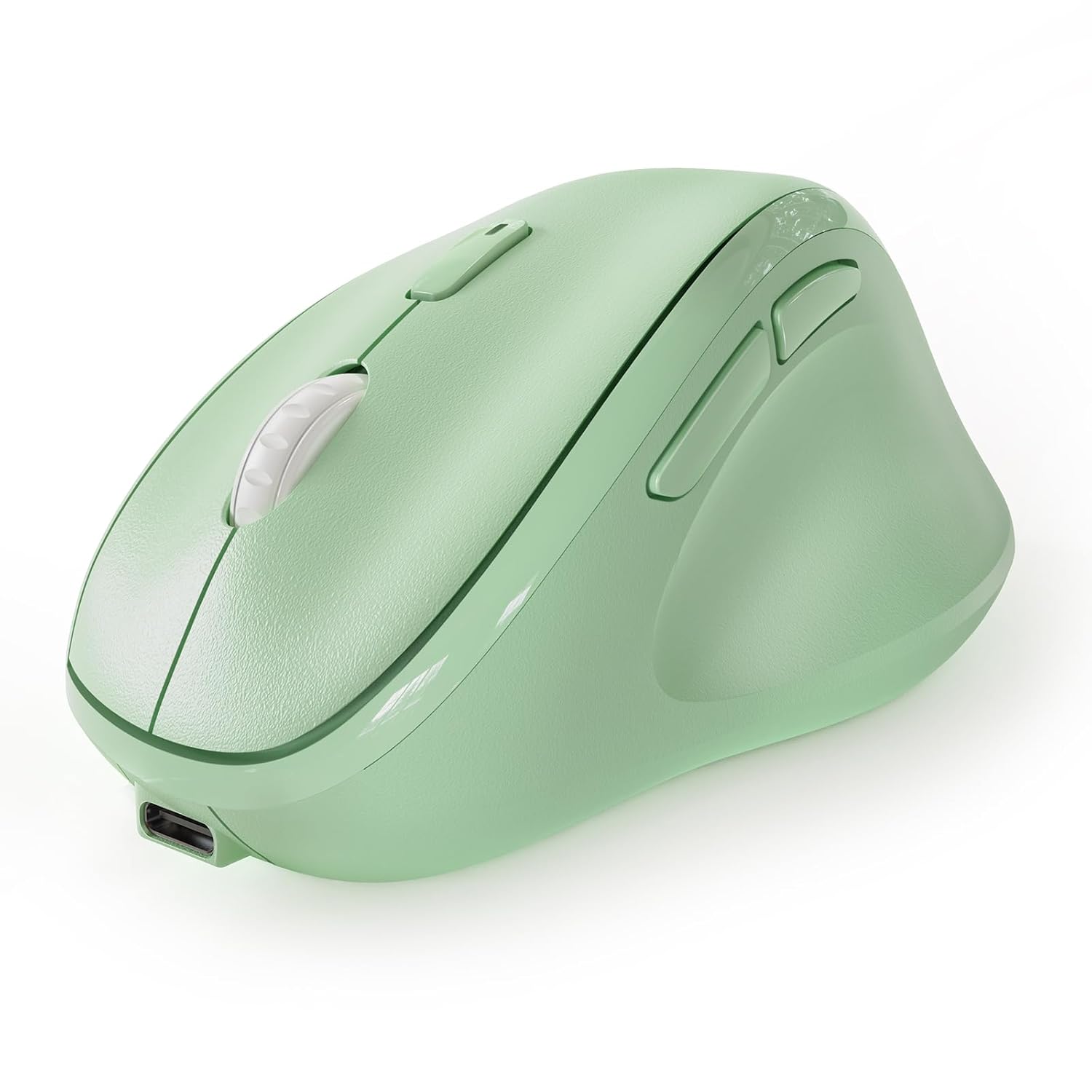 Micropack Vertical Mouse Multi-Device, 3-Mode Bluetooth 5.0 & 3.0 & 2.4G Wireless Mouse with Adjustable DPI & Silent Click for Laptop, MacBook, PC, Windows, Android, iOS, MacOS, Green