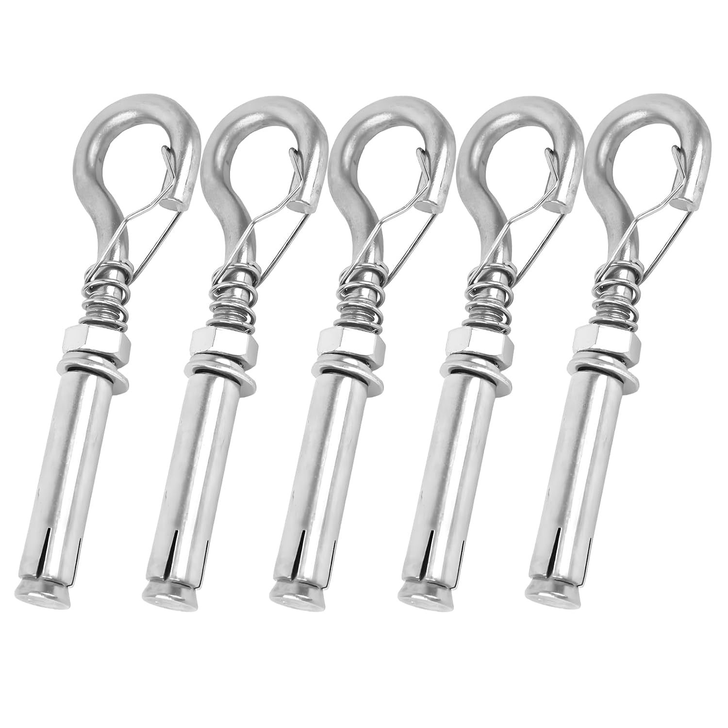 5 Pack Expansion Concrete Wall Anchors Eye Bolts Screw, 304 Stainless Steel Spring Concrete Wall Hooks, M8 x 106Mm Eye Bolt Anchor Hook