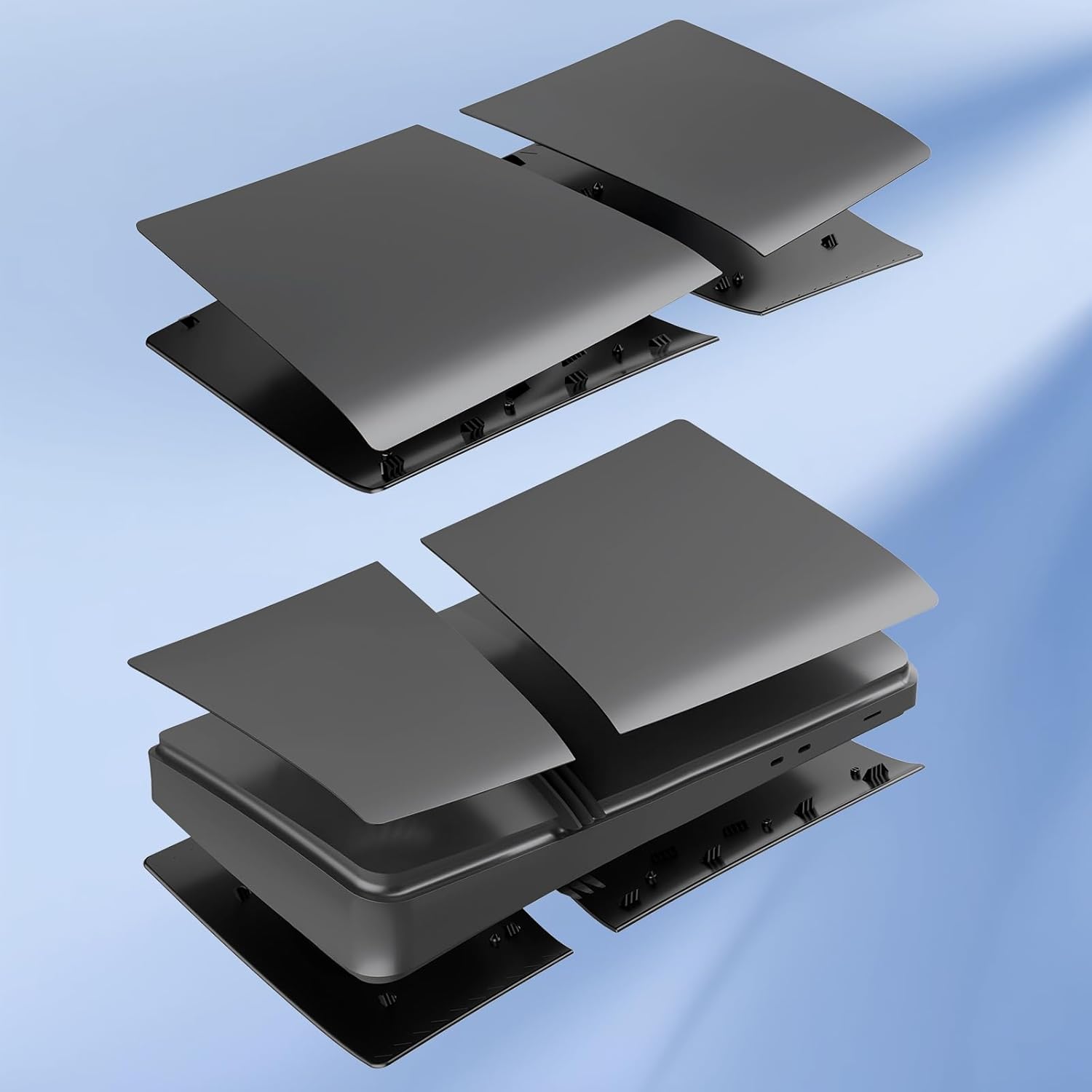 Cover Plates for PS5 Pro Digital Edition, Matte FacePlates Accessories Compatible with PlayStation 5 Pro Console ABS Replacement Side Shell Case (Black) - Image 3