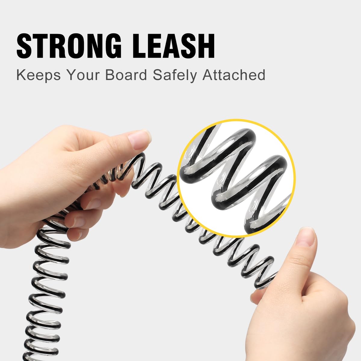 GEAVESS SUP Leash 11 Foot Coiled Stand Up Paddle Board Surfboard Leash Stay on Board Ankle Strap (Black)