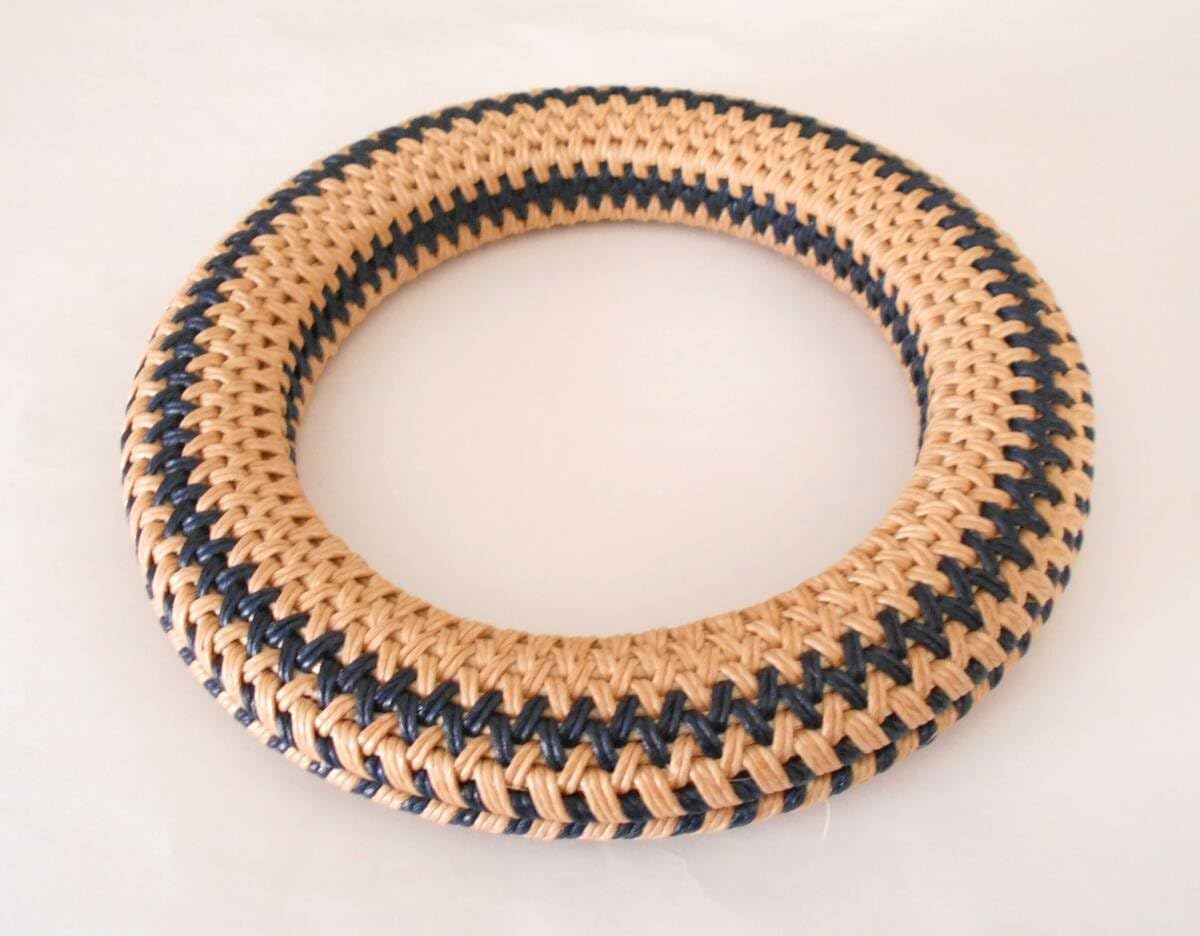 ★弓道 工芸品 籐 クラフト細工 弦巻 大） 薄茶色 藍）/803★