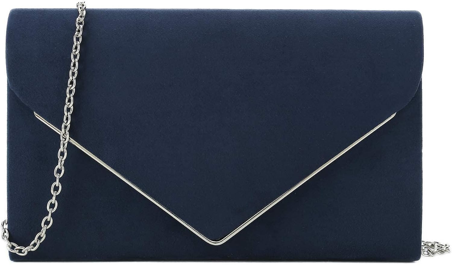 CHARMING TAILOR Faux Suede Clutch Bag Elegant Metal Binding Evening Purse for Wedding/Prom/Black-Tie Events