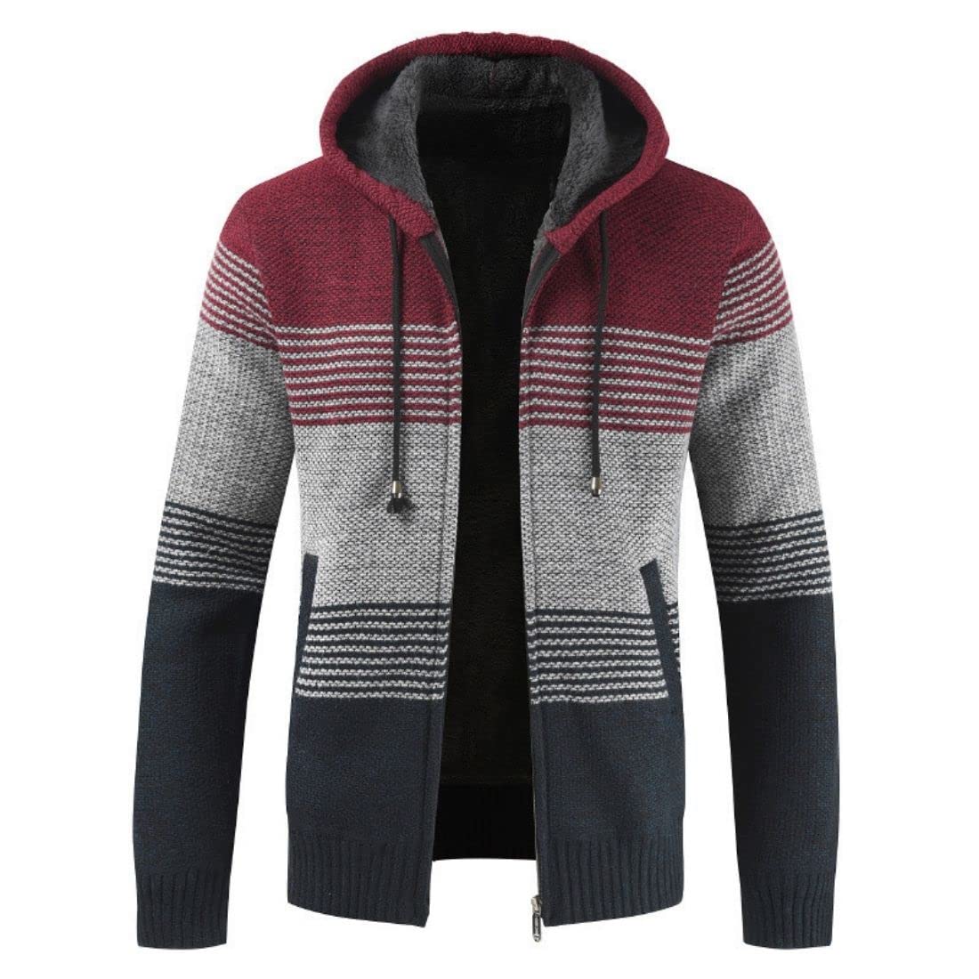 Kinkia Men's Fleece Lined Hoodie Winter Warm Full Zipper Cardigan Sweater
