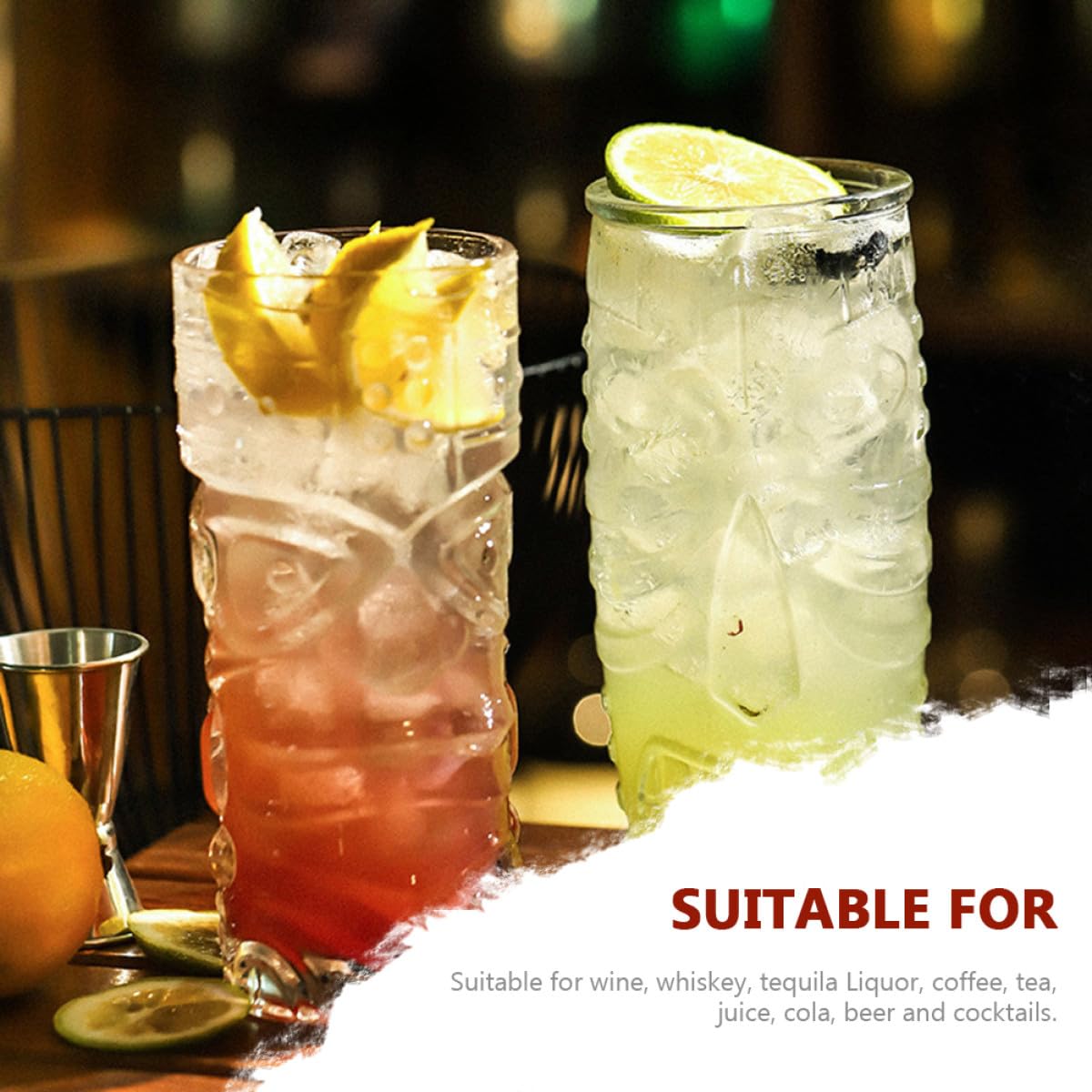 Zerodeko 2 Tazas de Vidrio Transparente Diseño de Rostro Creativo, Copas de Vino Modernas para Fiestas y Bar, Vaso para Beber Tótem de Personalidad, Aptas para Hogar y Reutilizable