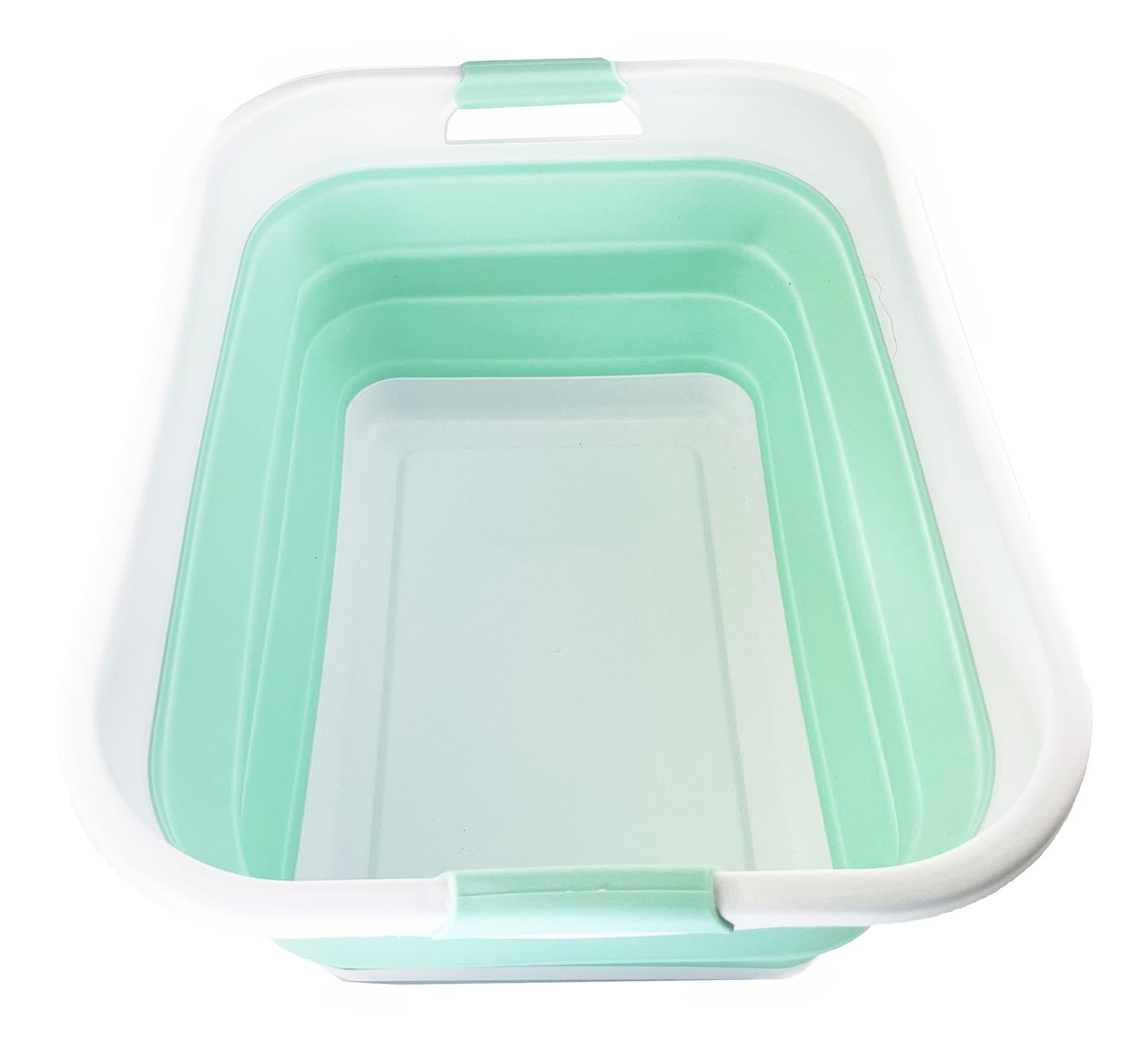 SAMMART 41L Collapsible Plastic Laundry Basket-Foldable Pop Up Storage Container/Organizer-Portable Washing Tub-Space Saving Hamper/Basket (1, White/Pale Jade)