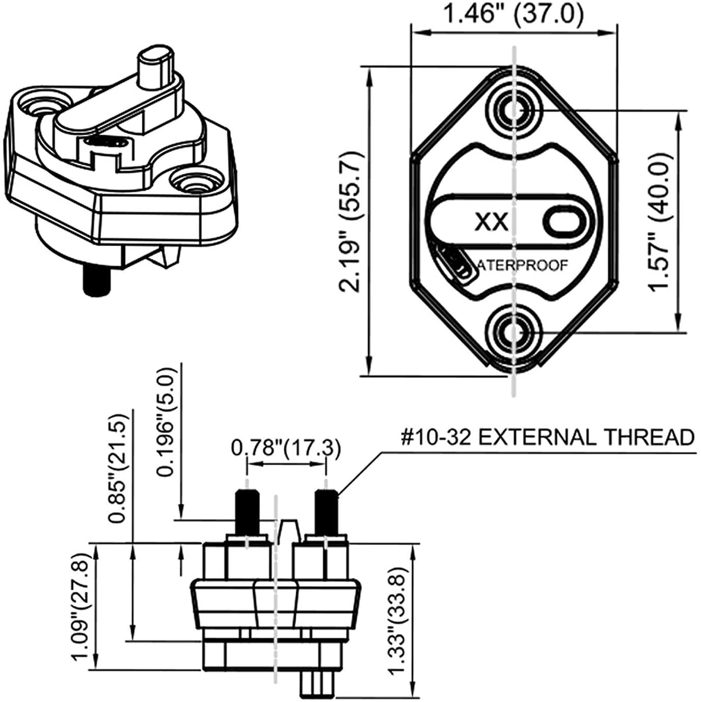 32V DC Circuit Breaker 30AMP Fuse Inverter with Manual Reset Fuse Holder 30A for Electric Trolling Motors