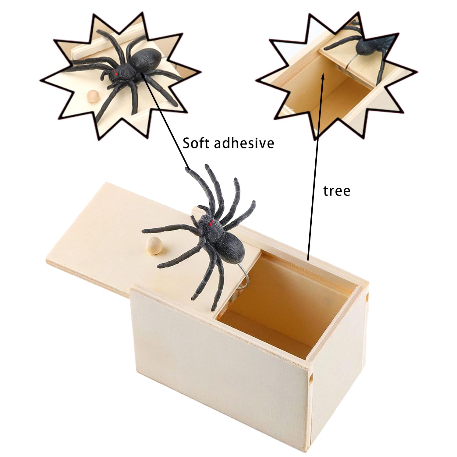 Boite Surprise Araignee, Boîte De Blague D'araignée,Amusant Réutilisable Boite Araignee A Farce Scary Fausses. - Jeux - Jouets