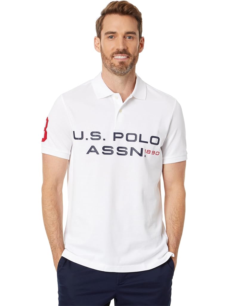 U.S. POLO ASSN. Short Sleeve Printed Chest Pique Polo Shirt