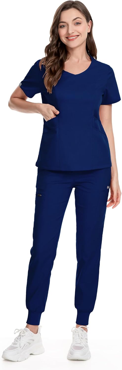 niaahinn Scrubs for Women Set Loose Fit No Body bondage & Jogger Pant scrub set with 10 Pockets