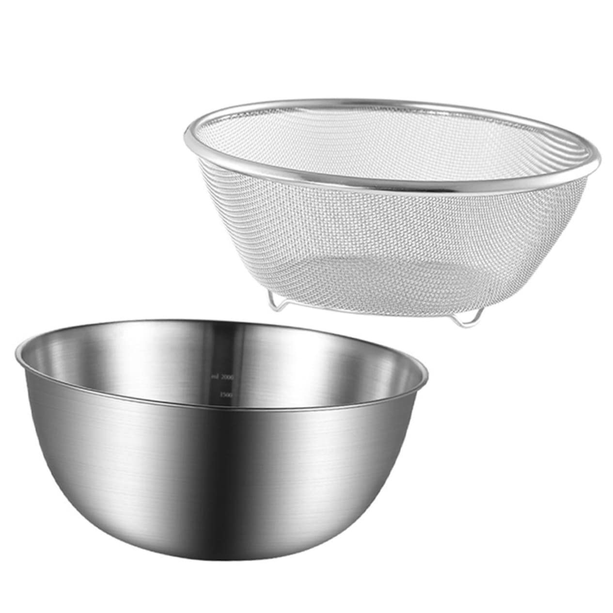 Genérico Colador De Arroz y Escurridor De Cocina 2 Piezas 22 Cm Acero Inoxidable Diseño Poroso Adecuado Para Lavar Compatible Microondas Fácil De Usar