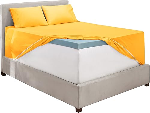 Miniatura 8 de Hearth  Harbor Juego de sábanas de 4 piezas de bolsillo extra profundo sábana bajera súper profunda de 18 a 24 inces se adapta a colchones de alto