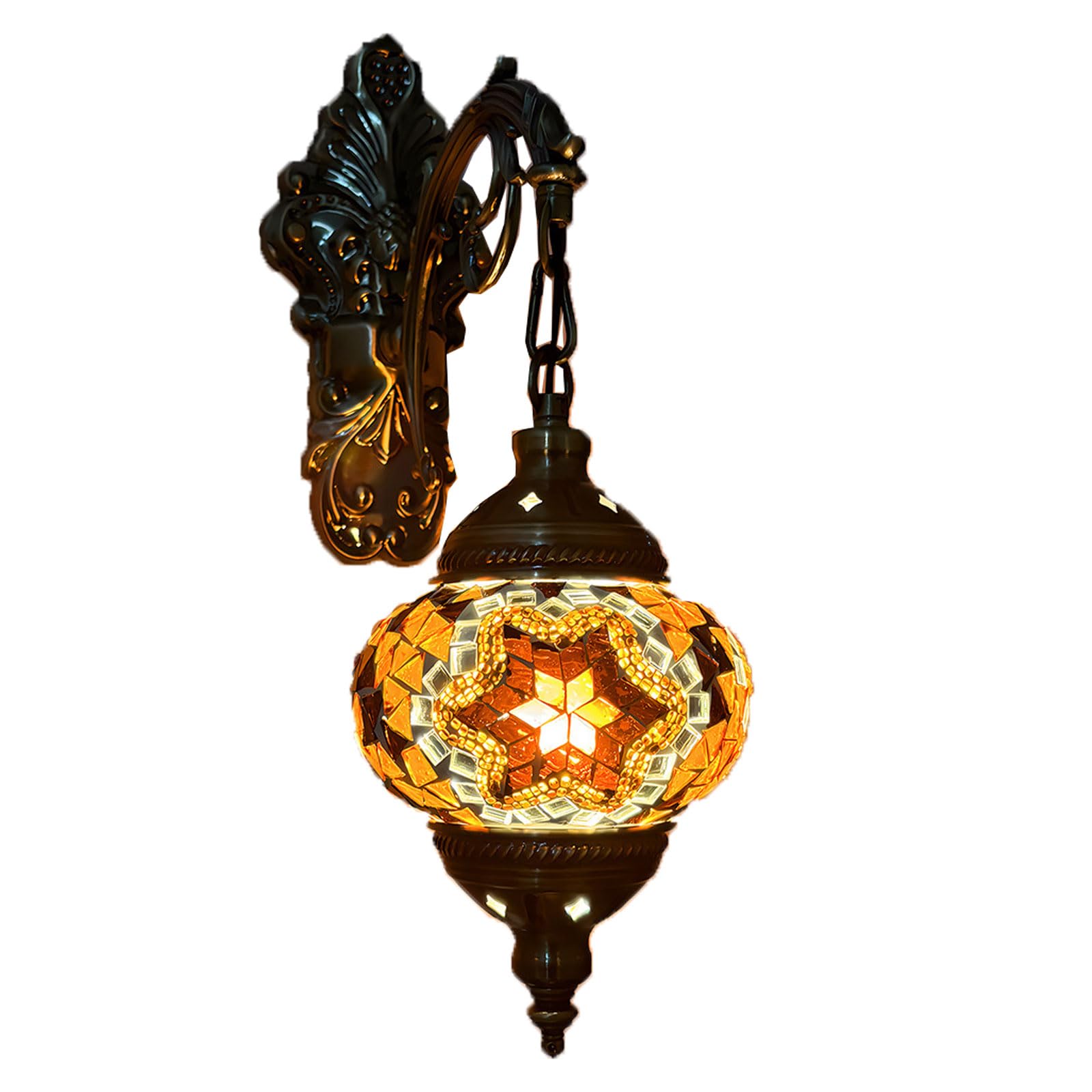 GAUUA Vintage Bohemian Mosaic Color Glass Indoor Wall Lamp Forhotel Restaurant Hall Bedroom Walkway And Bar Unique Wall Lighting Decor